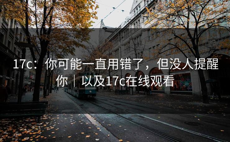 17c：你可能一直用错了，但没人提醒你｜以及17c在线观看