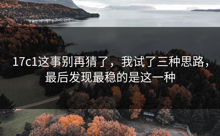 17c1这事别再猜了，我试了三种思路，最后发现最稳的是这一种