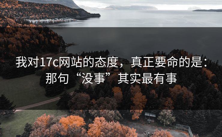 我对17c网站的态度，真正要命的是：那句“没事”其实最有事