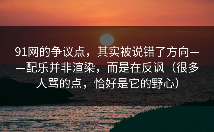 91网的争议点，其实被说错了方向——配乐并非渲染，而是在反讽（很多人骂的点，恰好是它的野心）