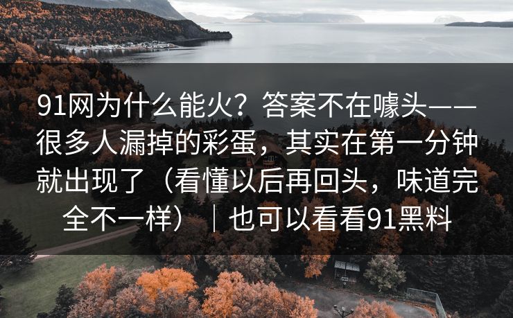 91网为什么能火？答案不在噱头——很多人漏掉的彩蛋，其实在第一分钟就出现了（看懂以后再回头，味道完全不一样）｜也可以看看91黑料